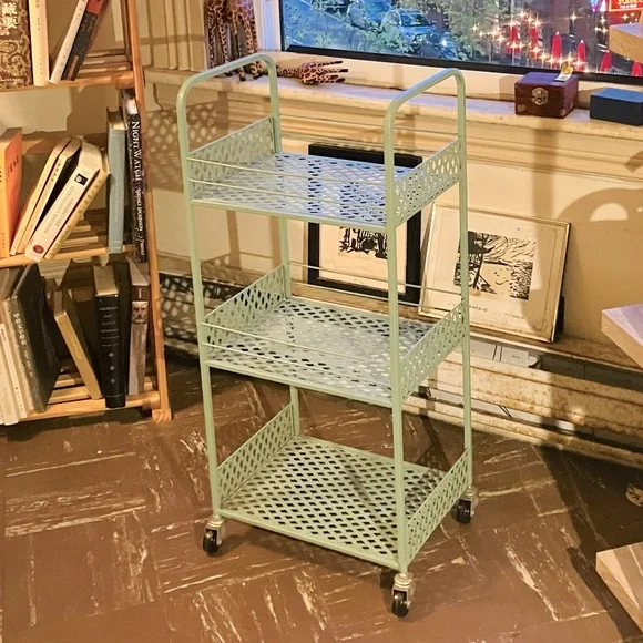 Moving soon!! Urban Outfitters Green 3-tier Langley Metal Rolling Storage Cart - Picture 2 of 13
